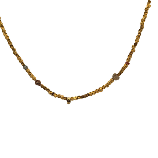 Gold Square Beaded Chain with Mini Charms
