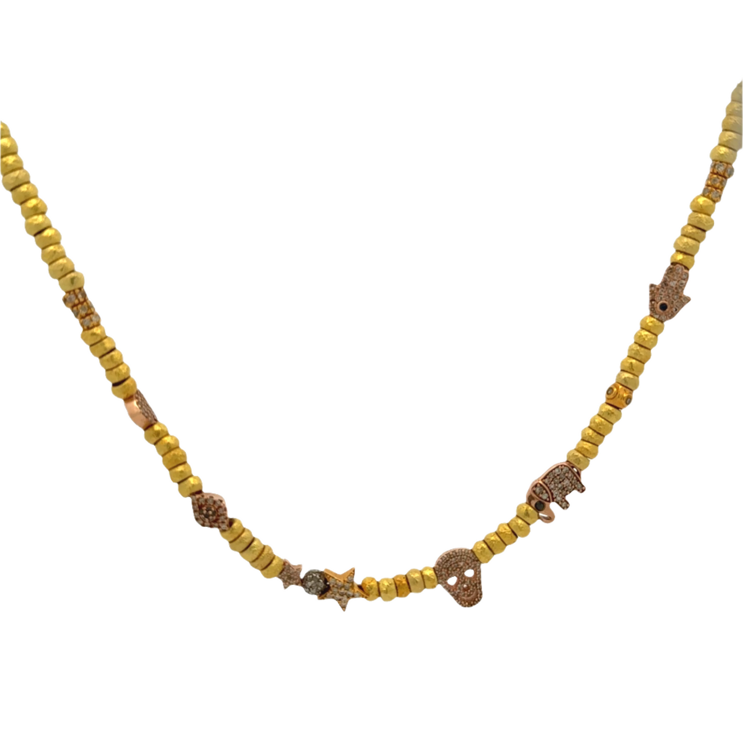 Gold Round Beaded Chain with Charms