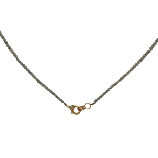 Grey Diamond + Gold Beaded Chain