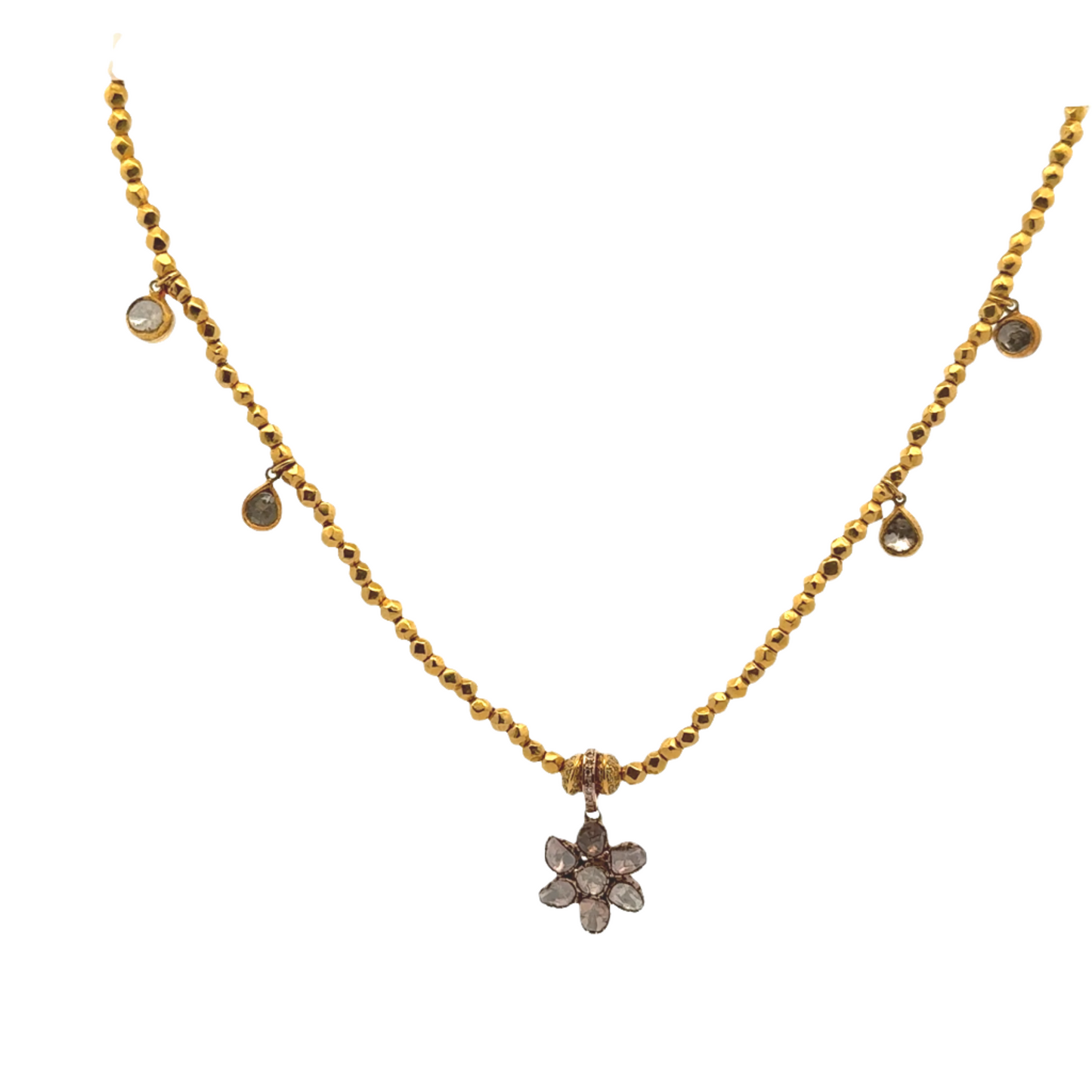 Diamond Flower Gold Beaded Chain