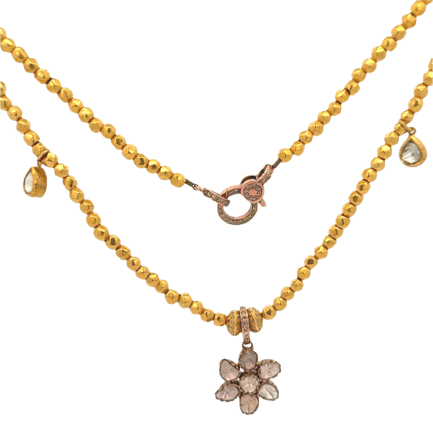 Diamond Flower Gold Beaded Chain