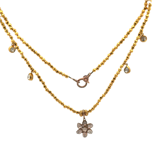 Diamond Flower Gold Beaded Chain