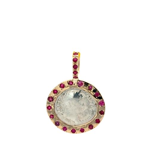 Ancient Roman Coin - Ruby Bezel